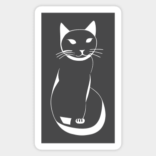 Sitting Cat - Simple white line drawing Sticker